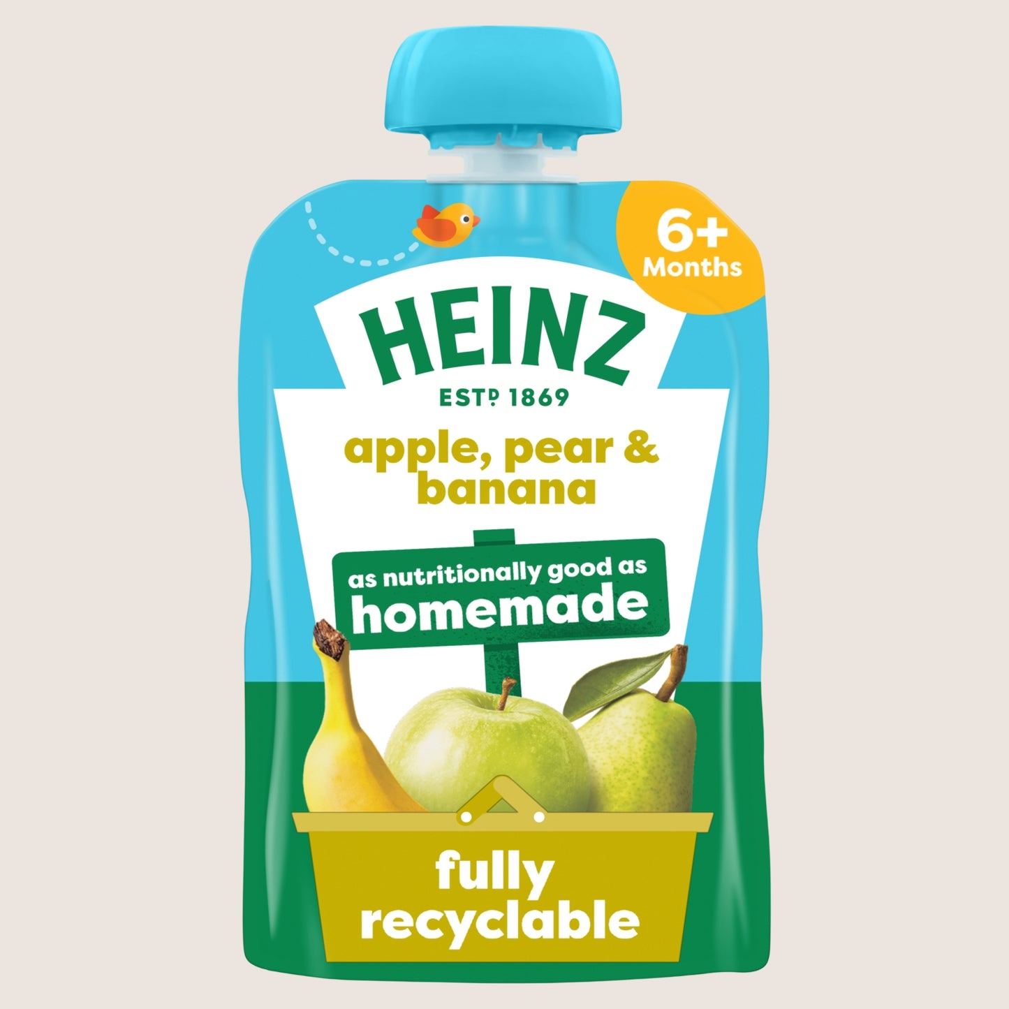 Heinz Apple Pear & Banana Fruit Puree Pouch Baby Food 6+ Months No Artificial Additives 100g