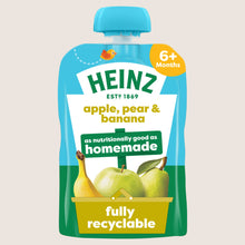 Heinz Apple Pear & Banana Fruit Puree Pouch Baby Food 6+ Months No Artificial Additives 100g