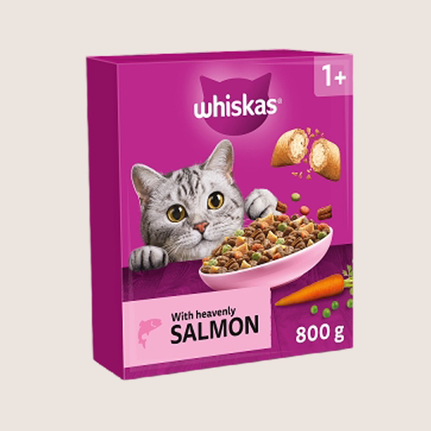 Whiskas 1+ Dry SALMON Cat Food With Taurine 800g