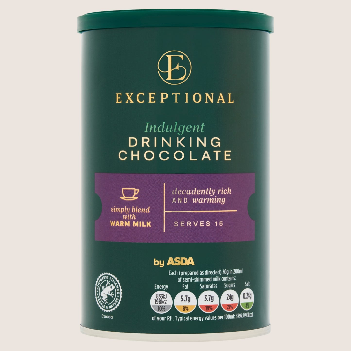 Exceptional by ASDA Drinking Chocolate Rainforest Alliance Certified 300g