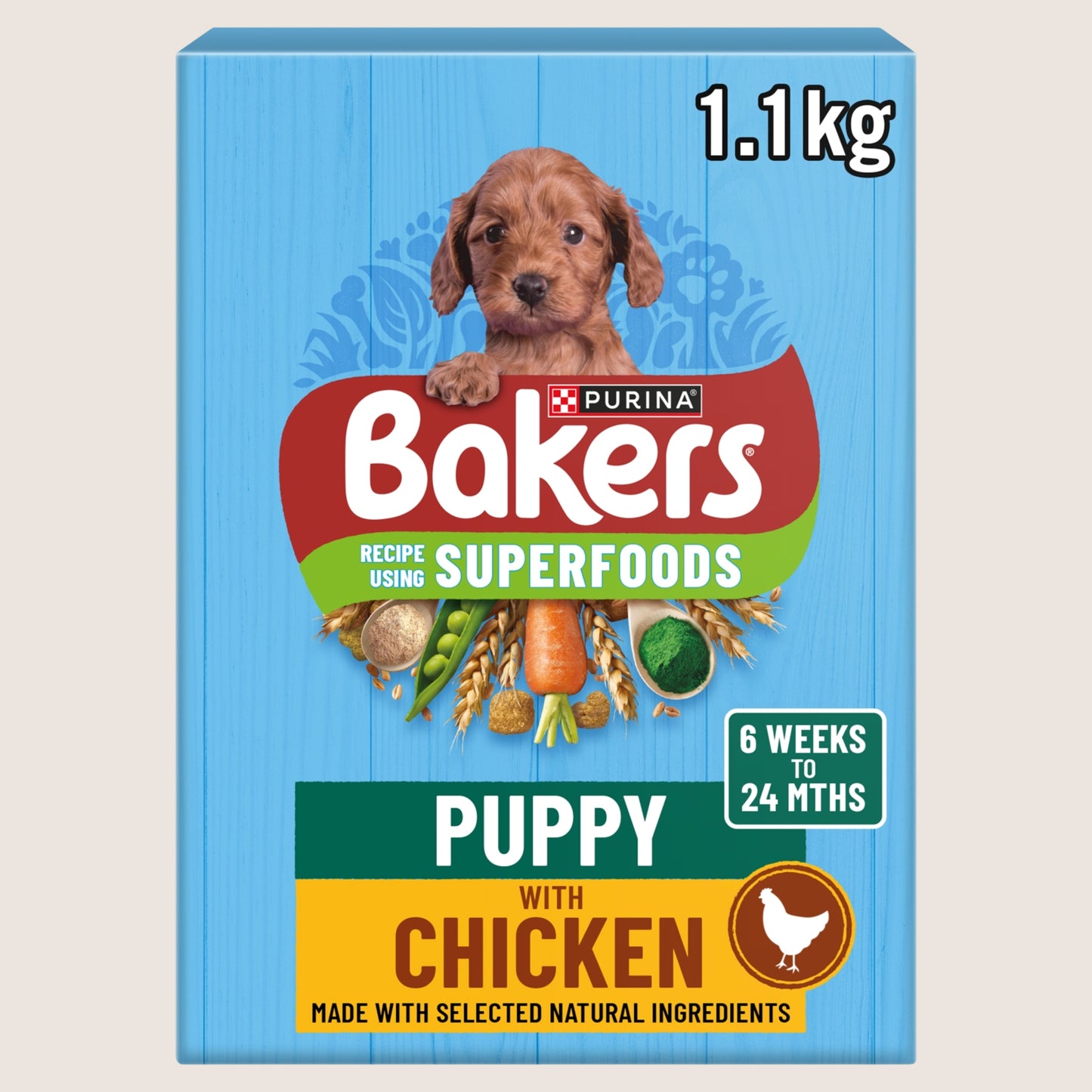 Bakers Superfoods Puppy Chicken with Vegetables Dry Dog Food With Omega Oils 1.1kg